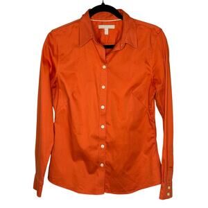 Banana Republic Orange Long Sleeve Button-Up Top Collared Workwear Office 10P